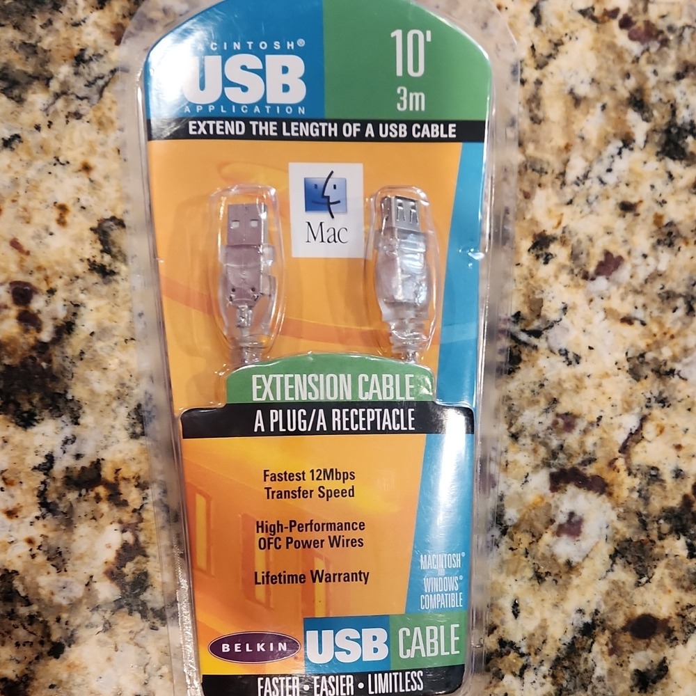 Belkin USB Extension Cable 10ft 3m A Plug/A Receptacle Gold Plated